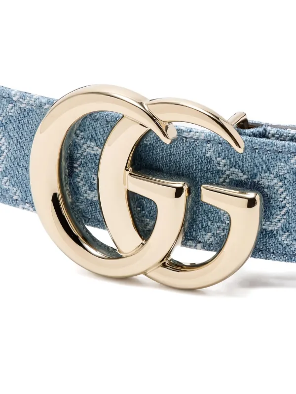Gucci GG Monogram Denim Belt | Blue | FARFETCH GE display picture 1