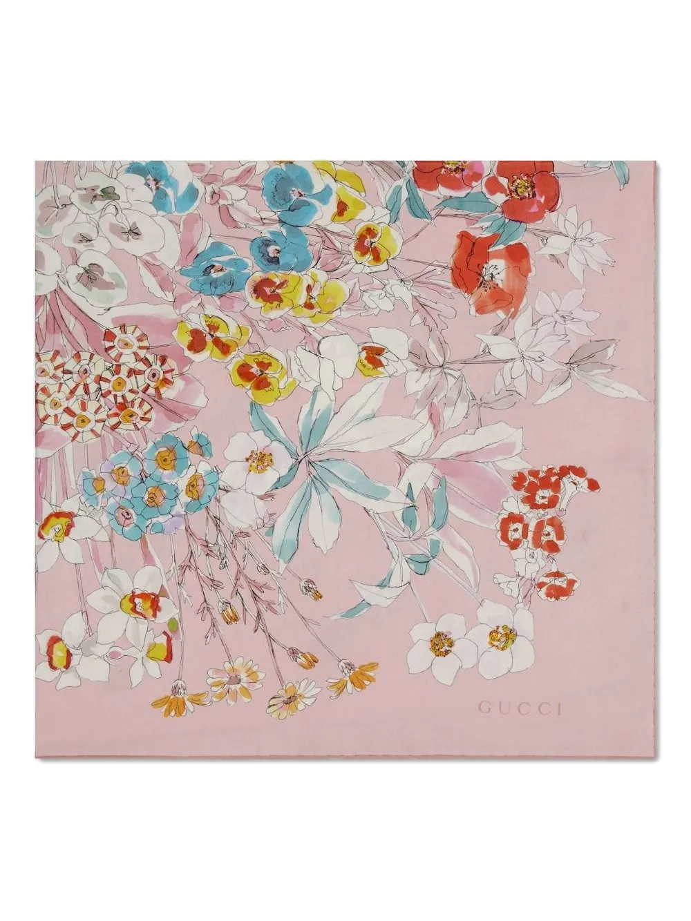 Gucci floral-print silk scarf - Pink