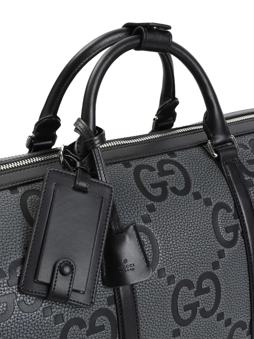 Gucci Leren duffeltas met GG-monogram Zwart