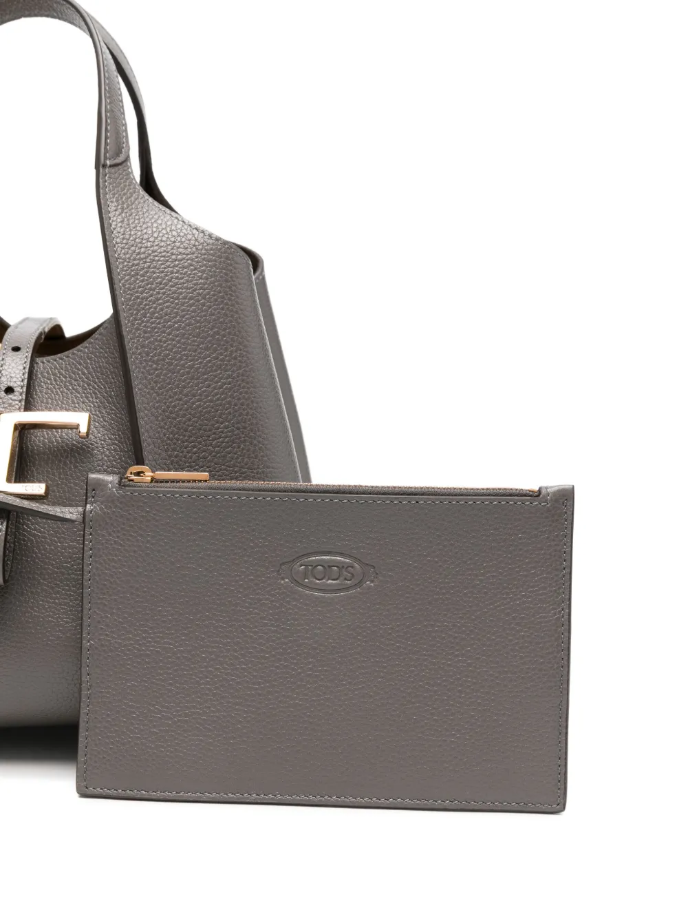 Tod's Timeless kleine leren shopper met T-gesp Grijs