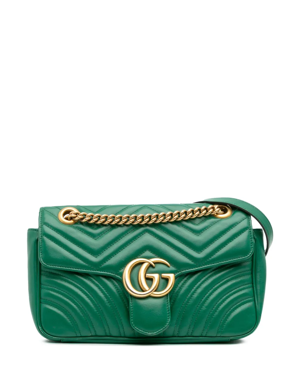 Gucci Pre-Owned 2016-2025 Small GG Marmont Matelasse Leather Flap crossbody bag | Green | Image 1