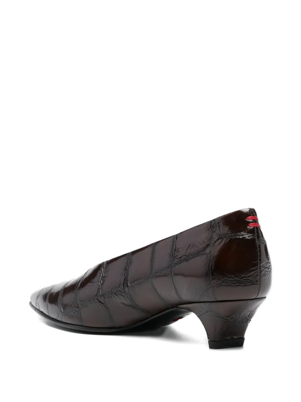 Halmanera crocodile-effect pointed-toe pumps Brown