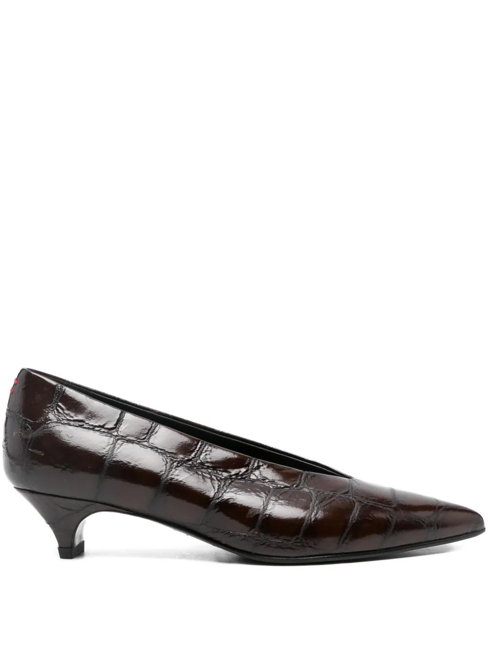 Halmanera crocodile-effect pointed-toe pumps Brown