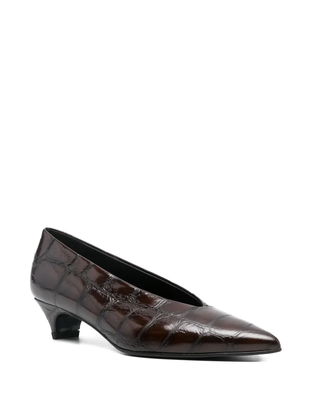 Halmanera crocodile-effect pointed-toe pumps Brown