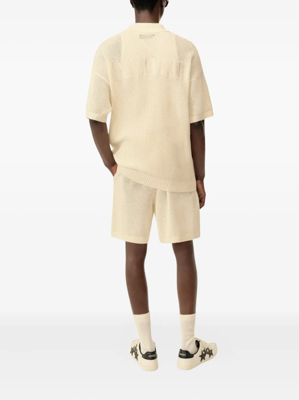 Amiri Crochet Shirt With Ribbed Cuffs And Hem In Multi