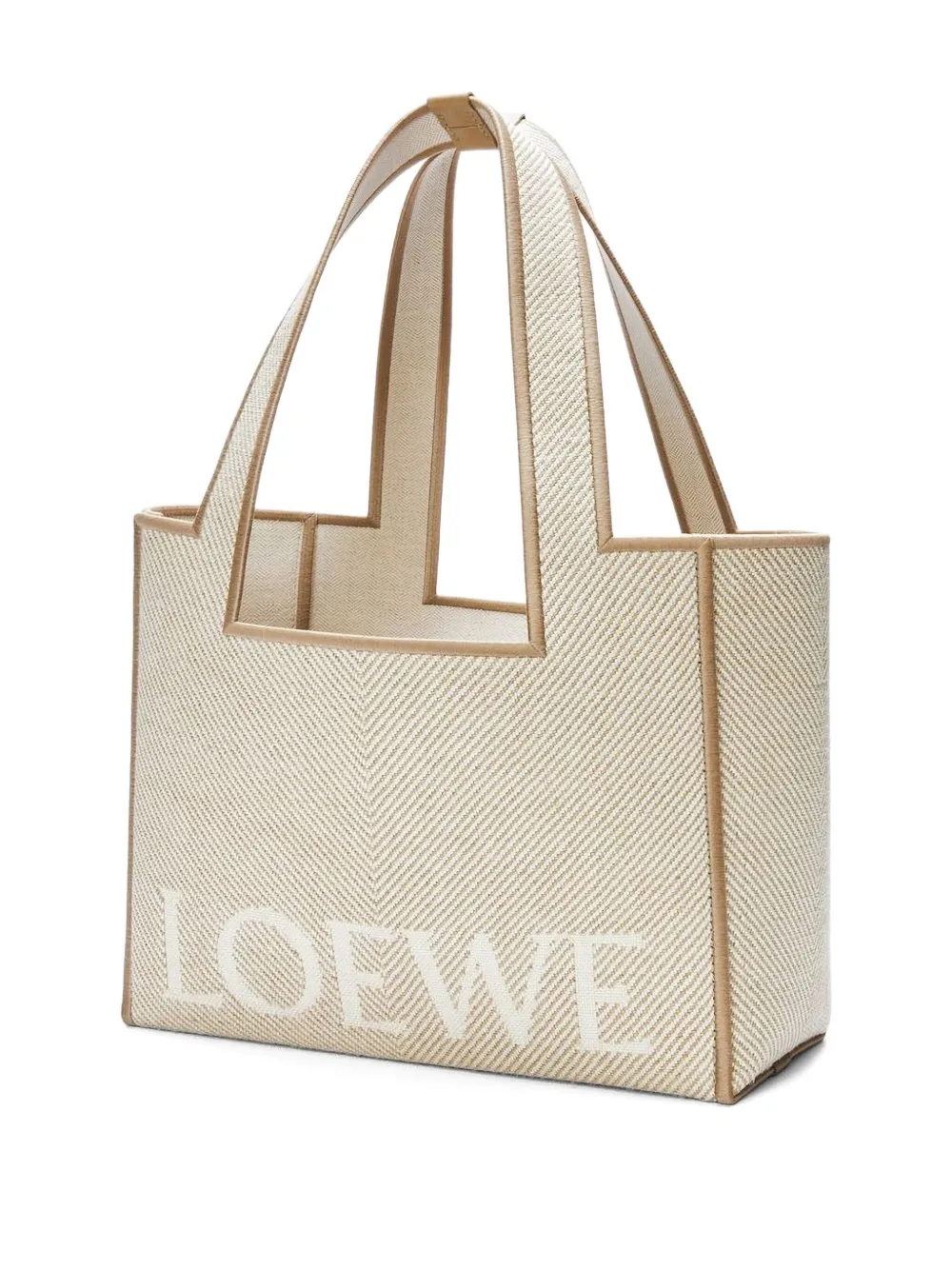 LOEWE Medium shopper met visgraatpatroon Beige