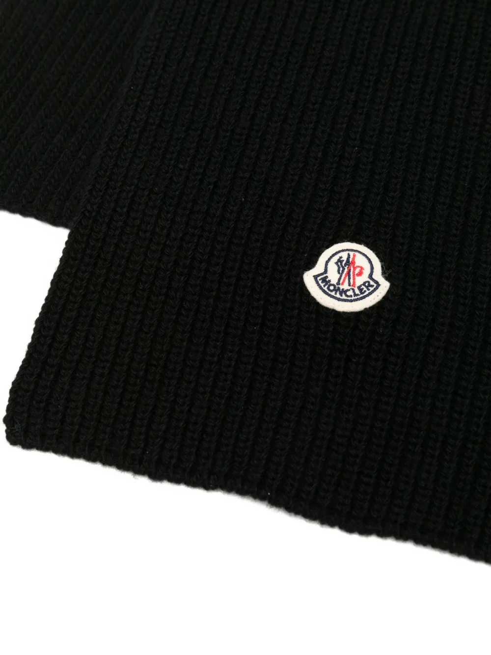 Moncler Enfant Ribgebreide sjaal en handschoenen met logopatch Zwart