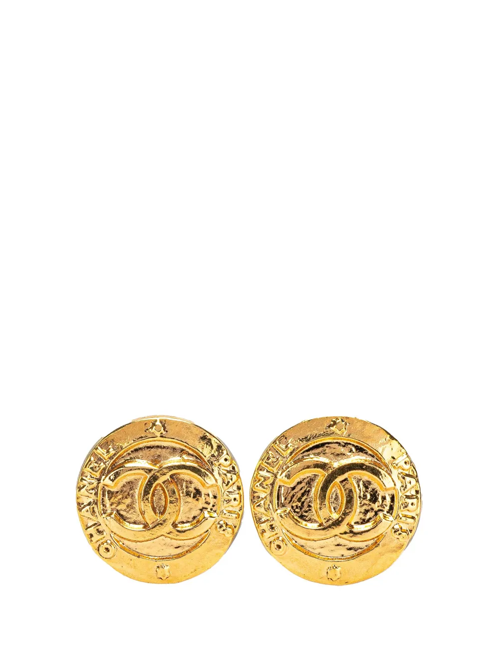 CHANEL Pre-Owned 1980-1990 ゴールドプレーテッド ココマーク ラウンド クリップオン コスチューム イヤリング - CHANEL Pre-Owned 1980-1990 ゴールドプレーテッド ココマーク ラウンド クリップオン コスチューム イヤリング -