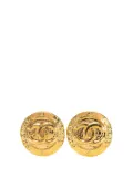 CHANEL Pre-Owned 1980-1990 Gold Plated CC Round Clip On Earrings costume earrings