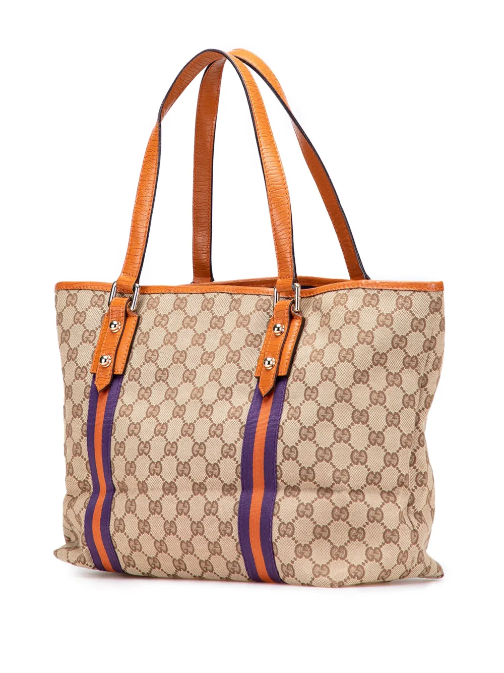 Pre-owned Gucci 2000-2015 Large Gg Canvas Jolicoeur Tote Bag In Brown