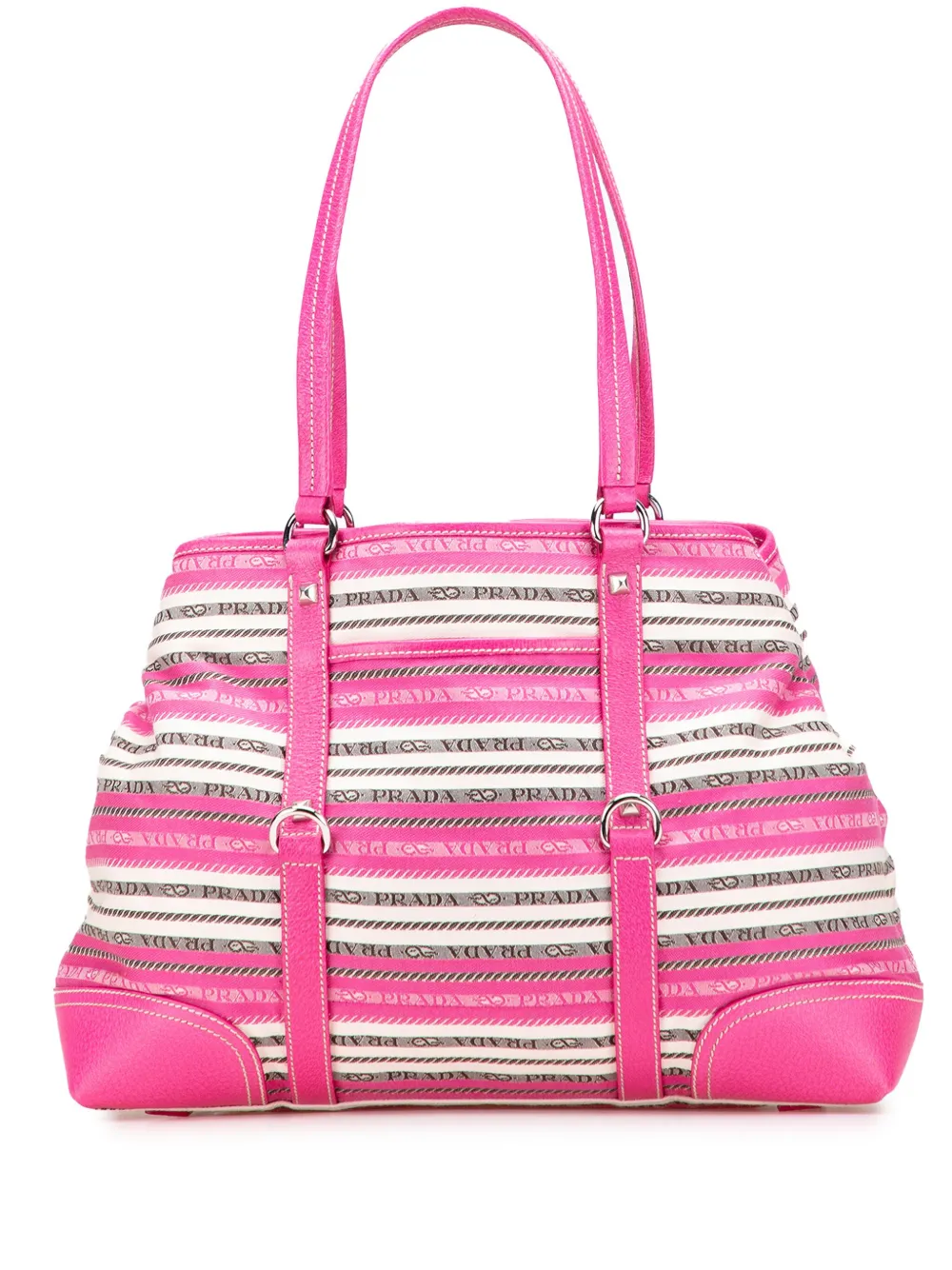Prada Pre-Owned 2000-2025 Striped Jacquard tote bag | Pink | Image 1