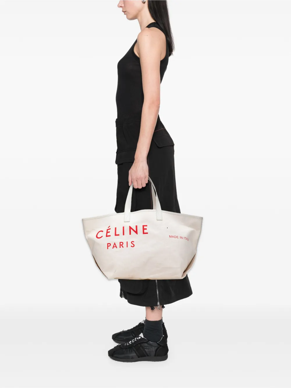 Pre-owned Celine 2018 Medium Canvas Made In Tote Bag In Brown