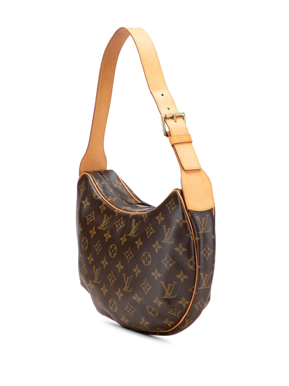 Pre-owned Louis Vuitton 2003 Monogram Croissant Mm Hobo Bag In Brown
