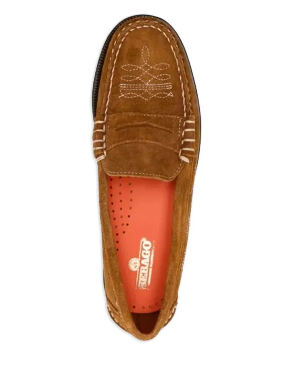 Sebago Embroidered Suede Loafers | Brown | FARFETCH display picture 1