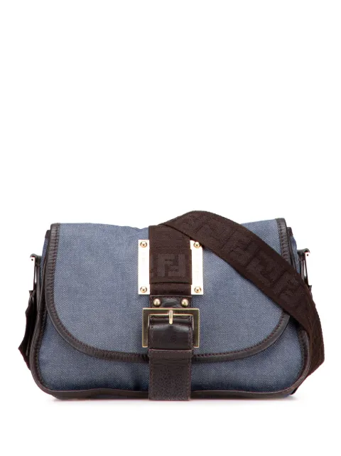 Fendi Pre-Owned bolsa crossbody Zucca Trimmed Denim Buckle Flap Bag 2000-2010