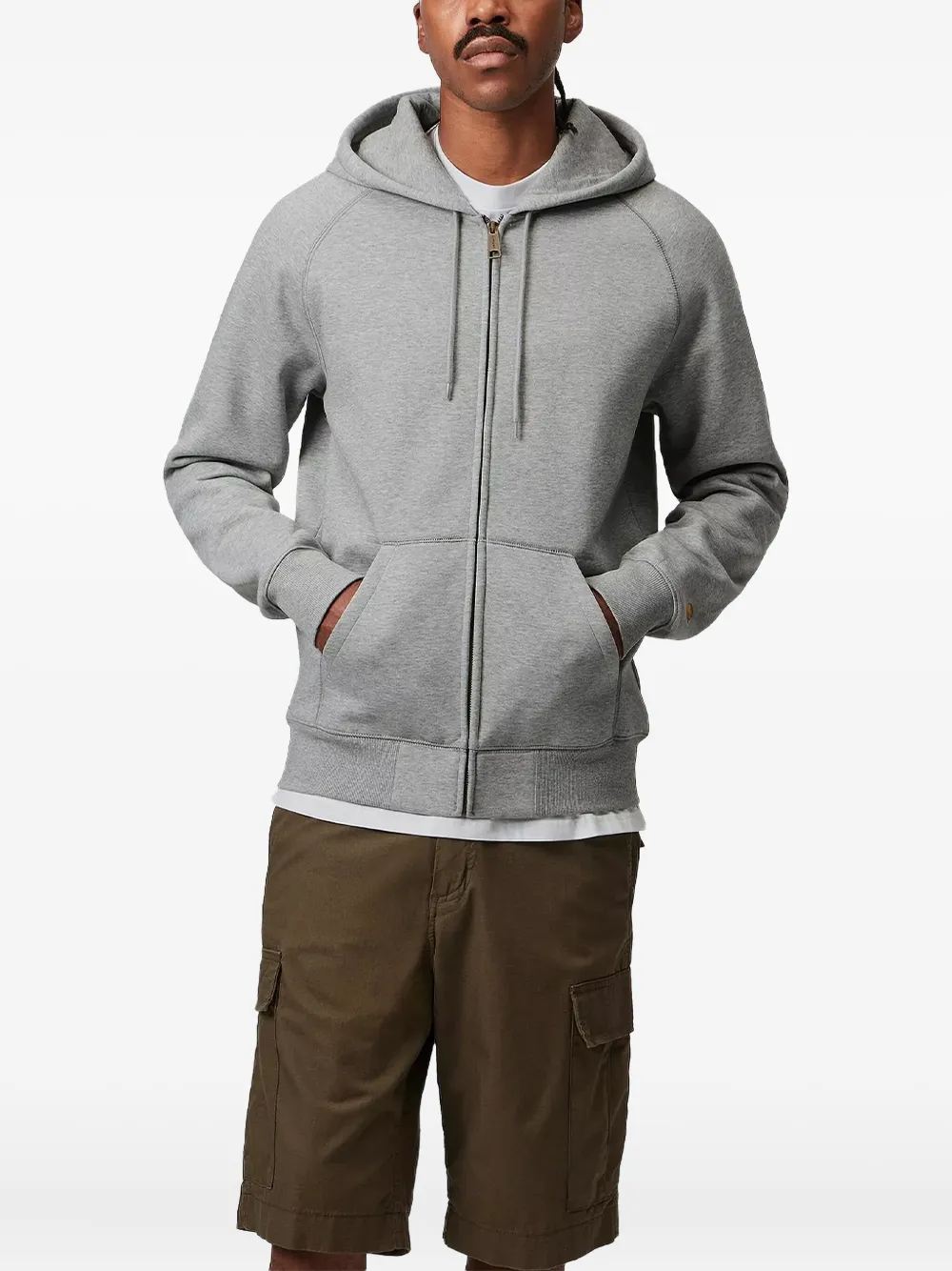 Carhartt Work In Progress Chase Cotton Blend Zip-up Hoodie In Gray