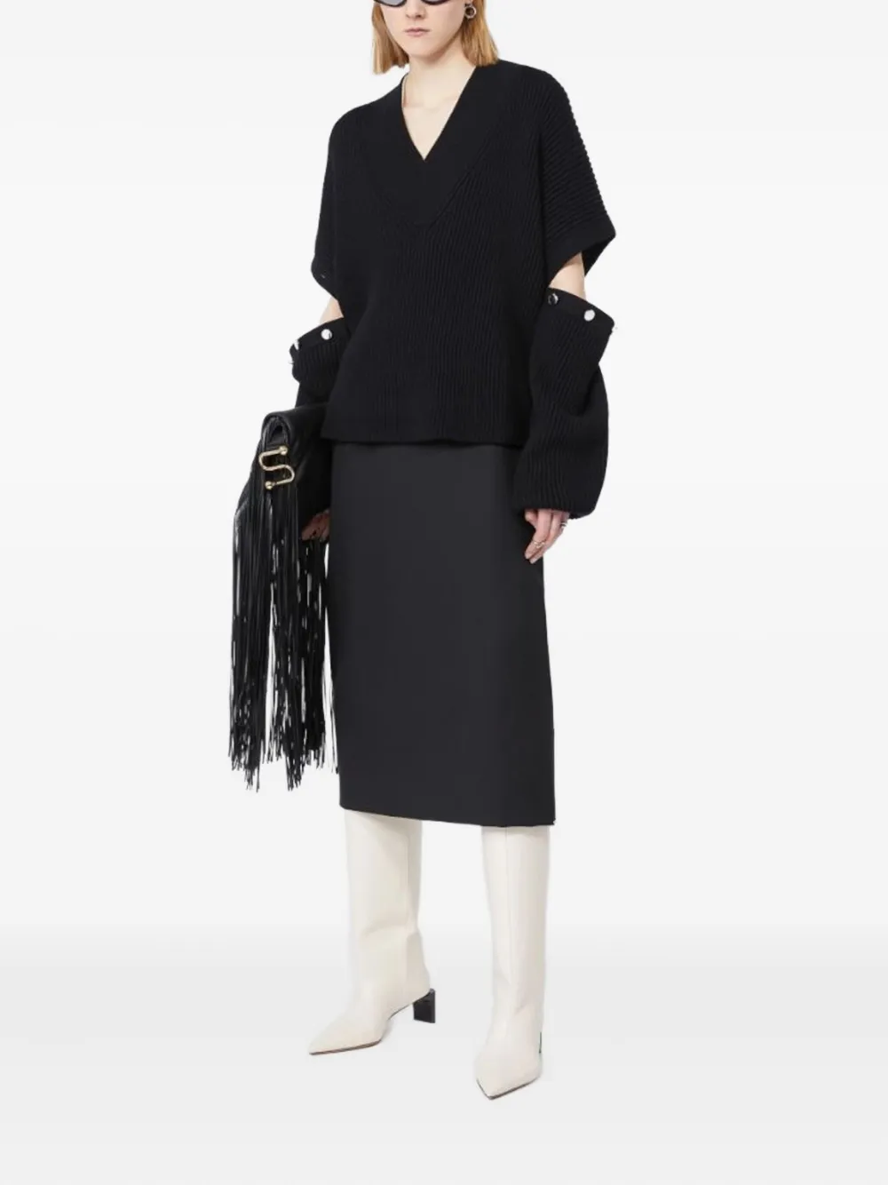 Sportmax Oversized Jumper With Detachable Sleeves In Black