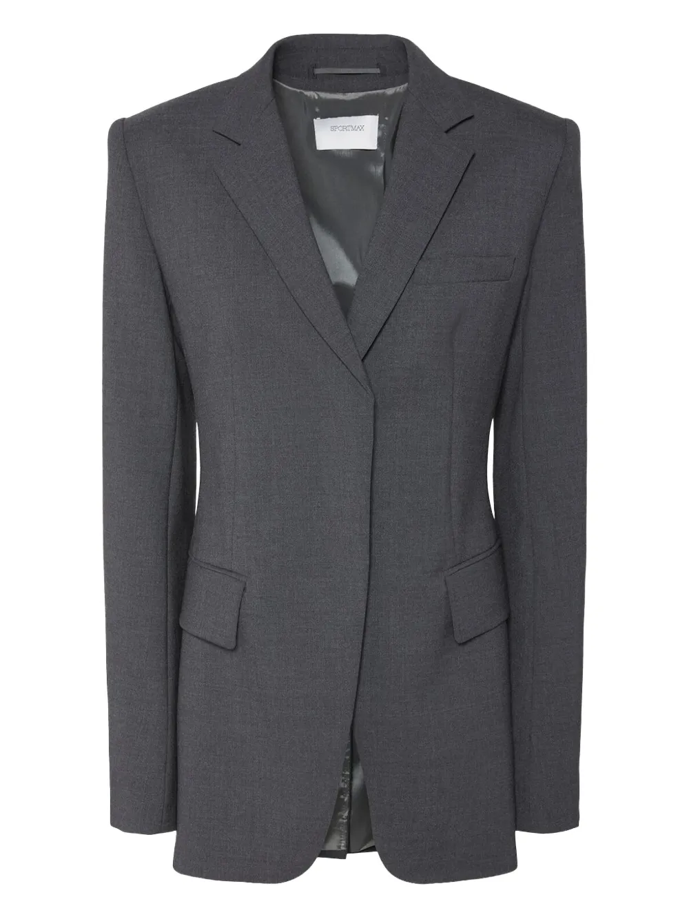 Sportmax Button-cuff Single-breasted Blazer In Gray