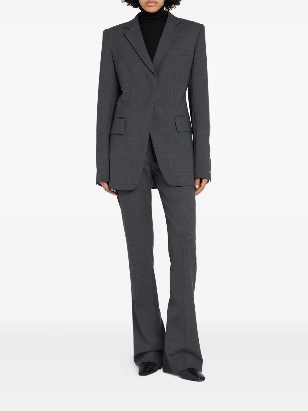 Sportmax Button-cuff Single-breasted Blazer In Gray