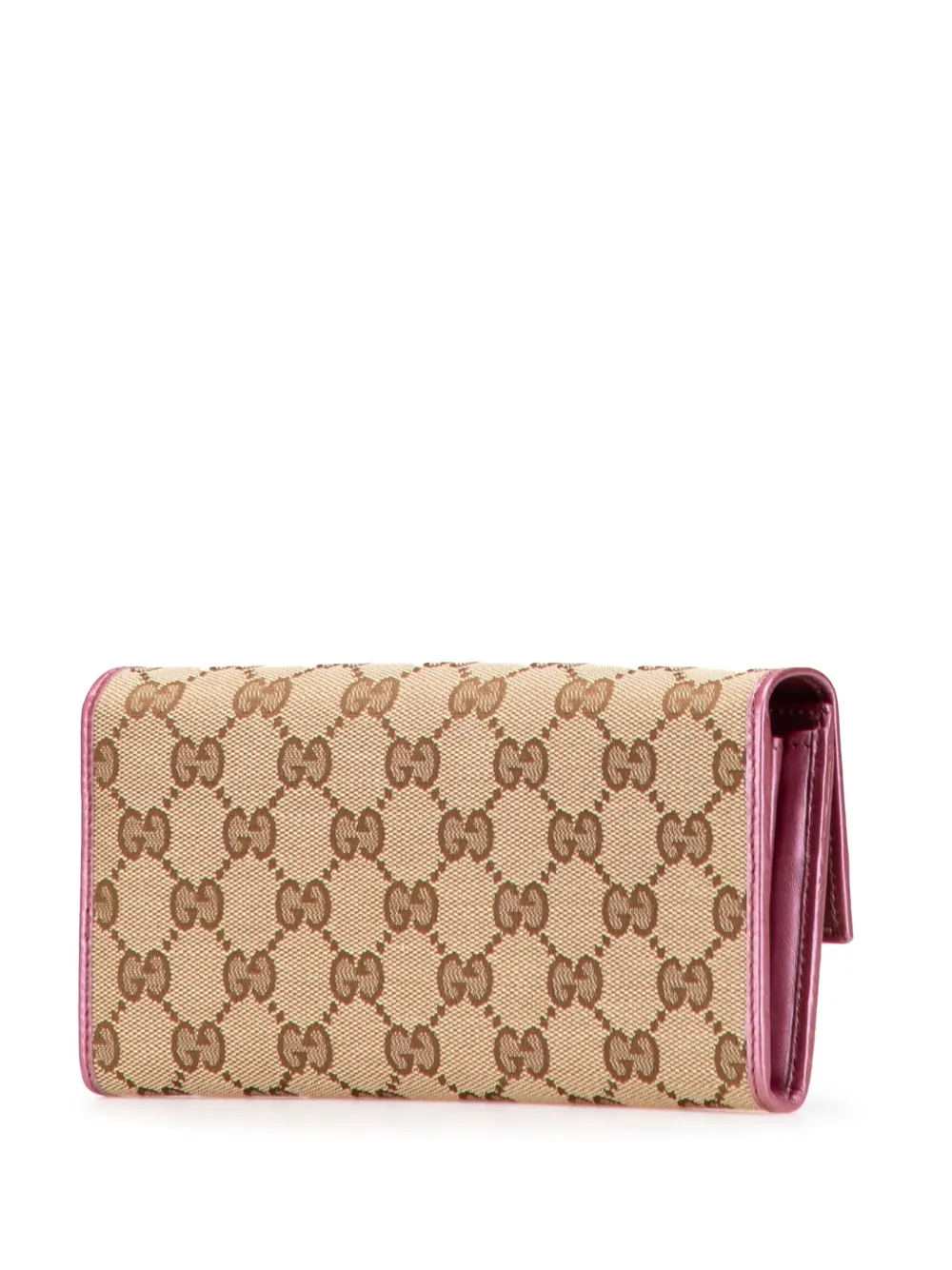 Pre-owned Gucci 2000-2015 Gg Canvas Bow Heart Continental Wallet Long Wallets In Brown
