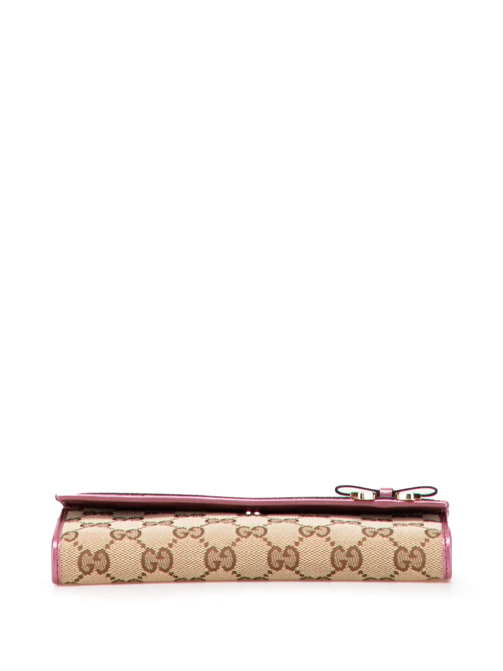 Pre-owned Gucci 2000-2015 Gg Canvas Bow Heart Continental Wallet Long Wallets In Brown