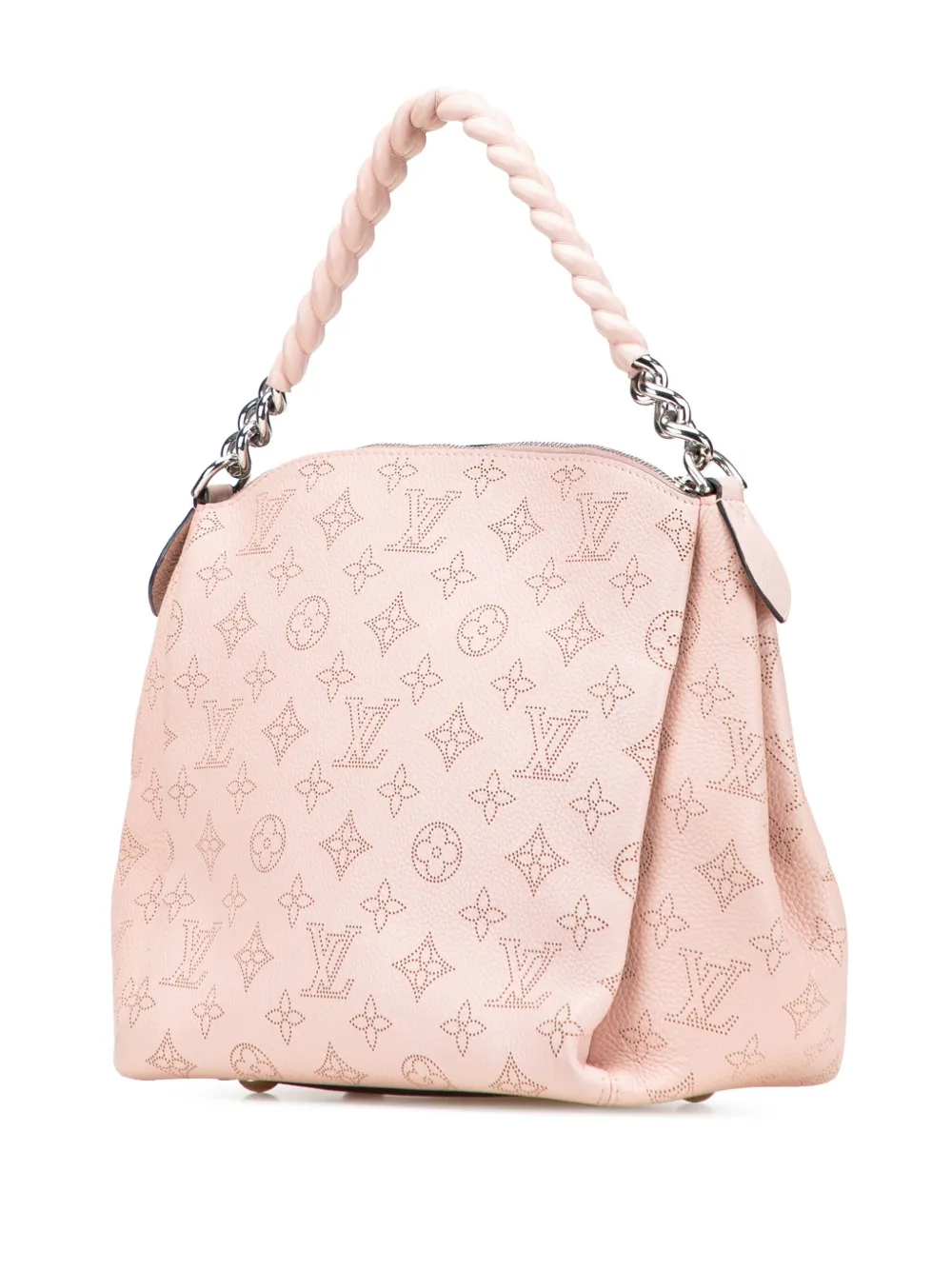 Pre-owned Louis Vuitton 2016 Monogram Mahina Babylone Chain Bb Satchel In Pink