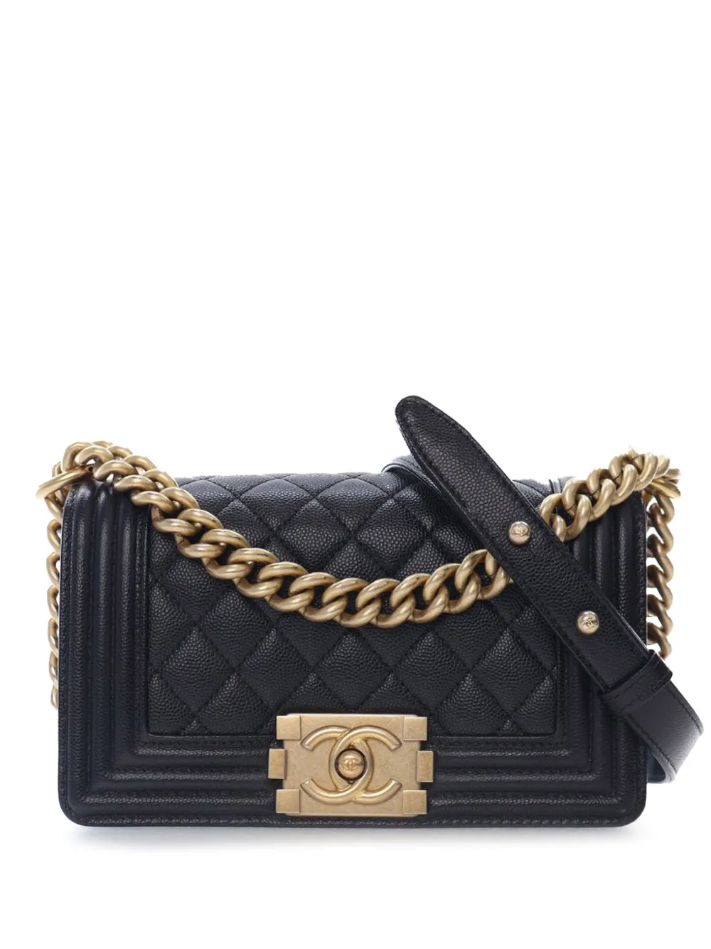 CHANEL Pre-Owned 2018-2019 スモール キャビア ボーイ フラップ ショルダーバッグ - ブラック CHANEL Pre-Owned 2018-2019 スモール キャビア ボーイ フラップ ショルダーバッグ - ブラック