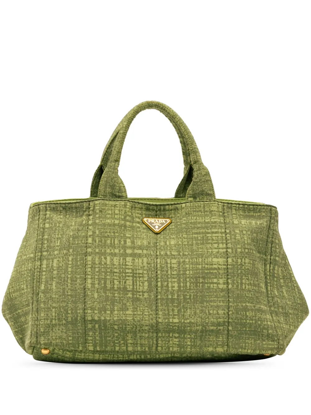 Pre-owned Prada 2013-2025 Large Canvas Canapa Satchel In Green
