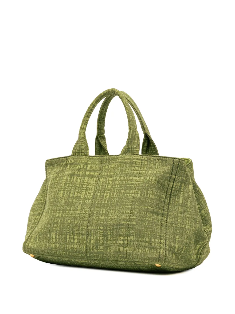Pre-owned Prada 2013-2025 Large Canvas Canapa Satchel In Green