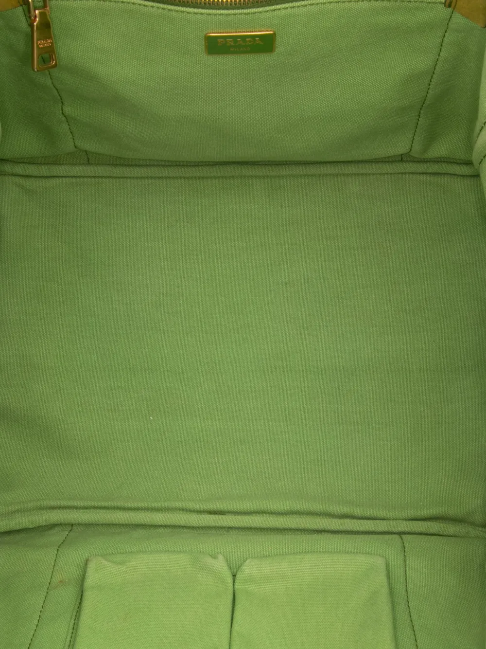 Pre-owned Prada 2013-2025 Large Canvas Canapa Satchel In Green