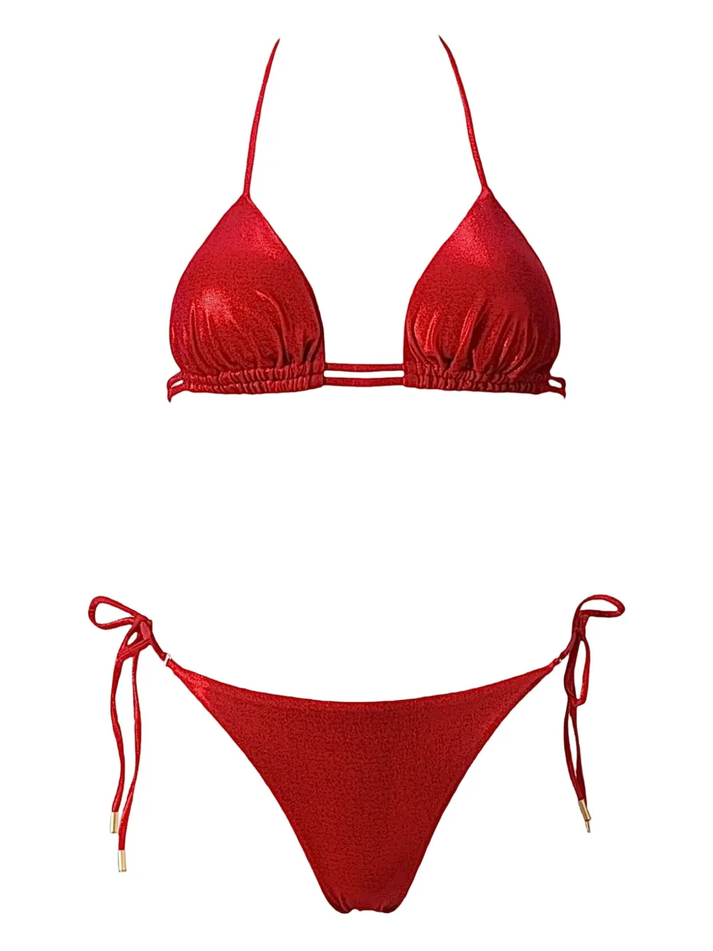 Sofia Erhan Shimmer Triangle Bikini In Red