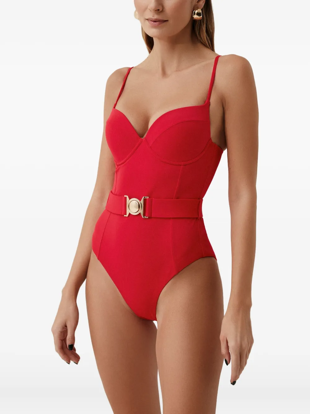 Sofia Erhan Belted Underwired Swimsuit In Red