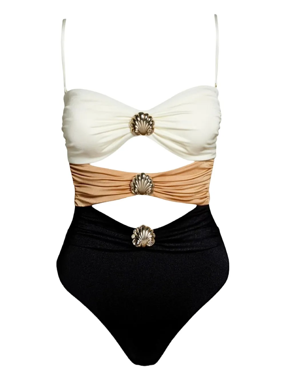 Sofia Erhan Shell-embellished Swimsuit In Multi