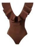 SOFIA ERHAN ruffle-detail swimsuit - Brown