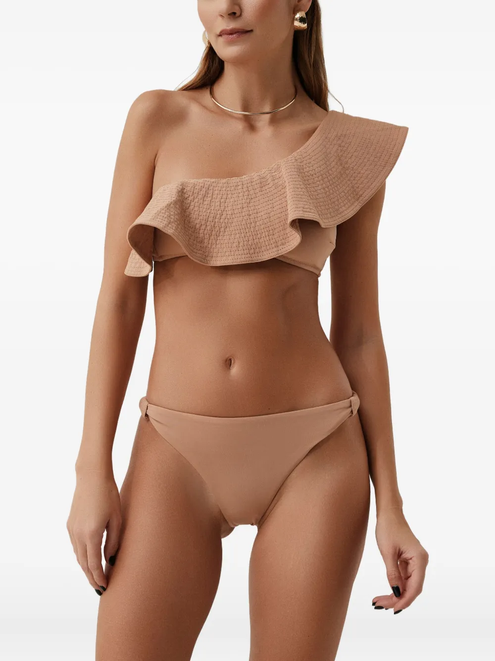 Sofia Erhan Florence One-shoulder Bikini In Brown