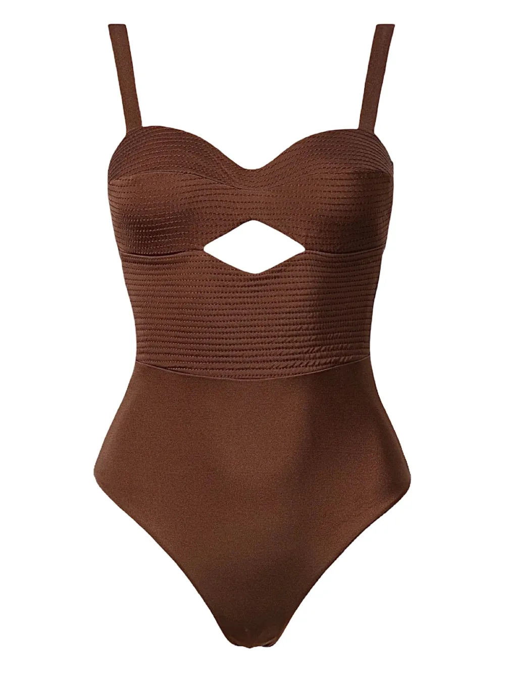 Sofia Erhan Cut-out Textured Swimsuit In Brown