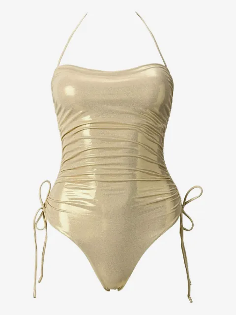 SOFIA ERHAN shimmer-effect drawstring swimsuit 