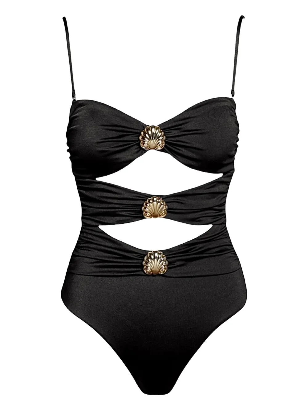 Sofia Erhan Shell-embellished Cut-out Swimsuit In Black