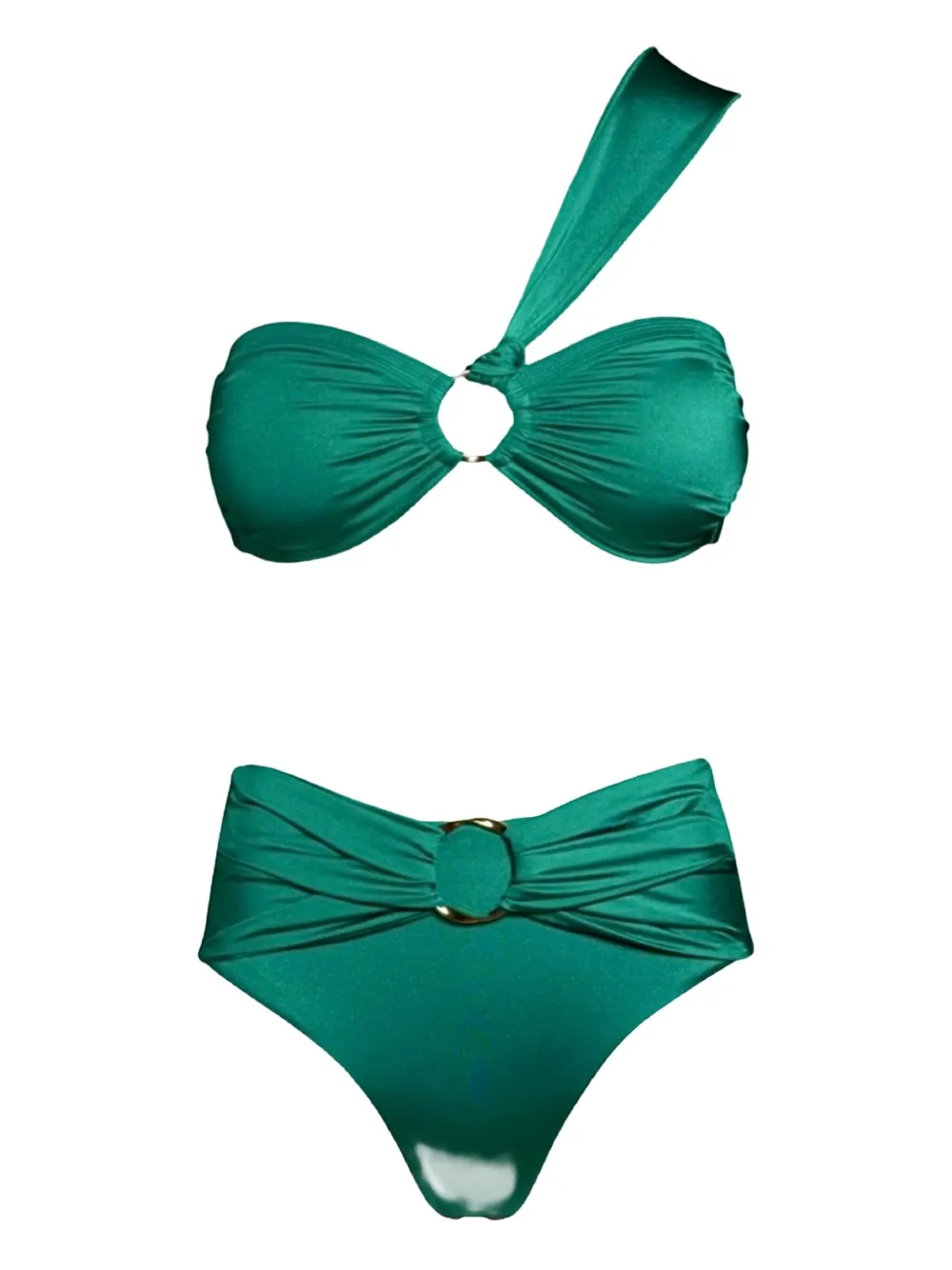 Sofia Erhan Ring-detail One-shoulder Bikini In Green