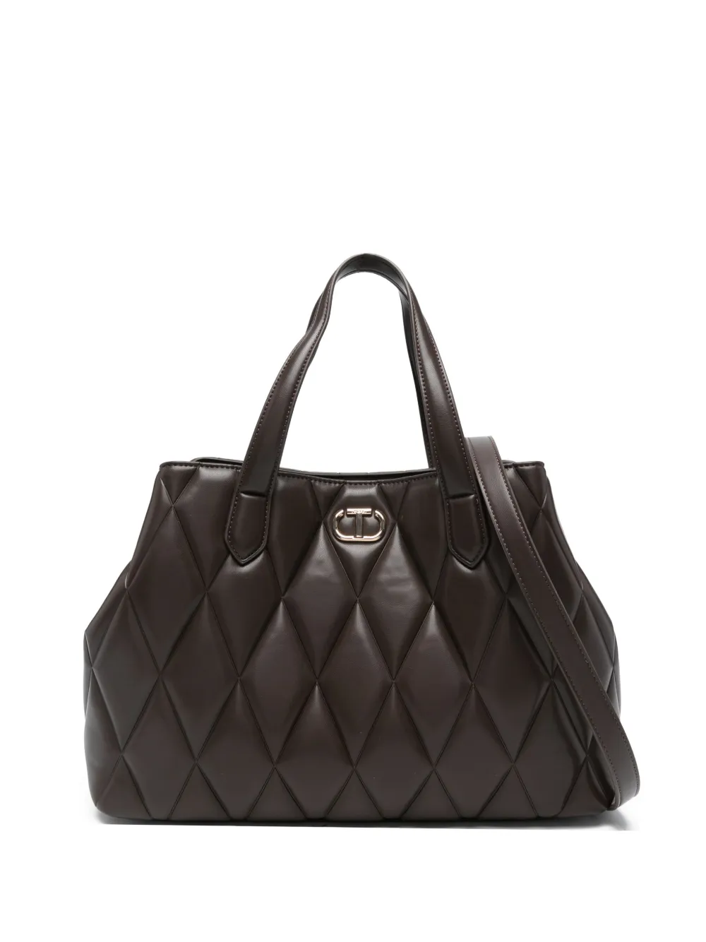 TWINSET quilted logo-plaque tote bag | Brown | Image 1