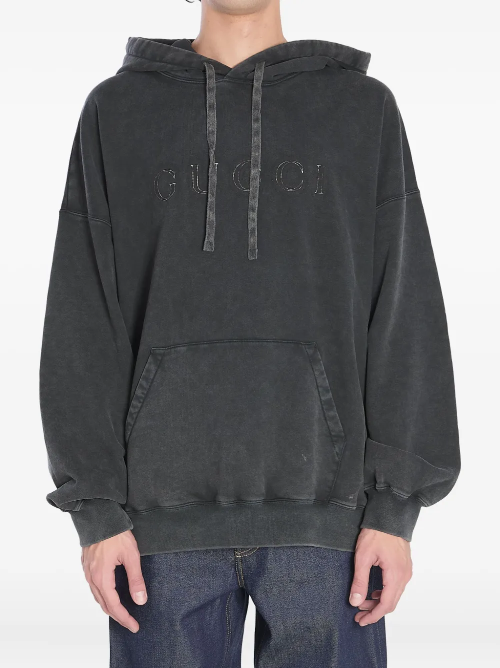 Gucci logo-embroidered hoodie Grijs