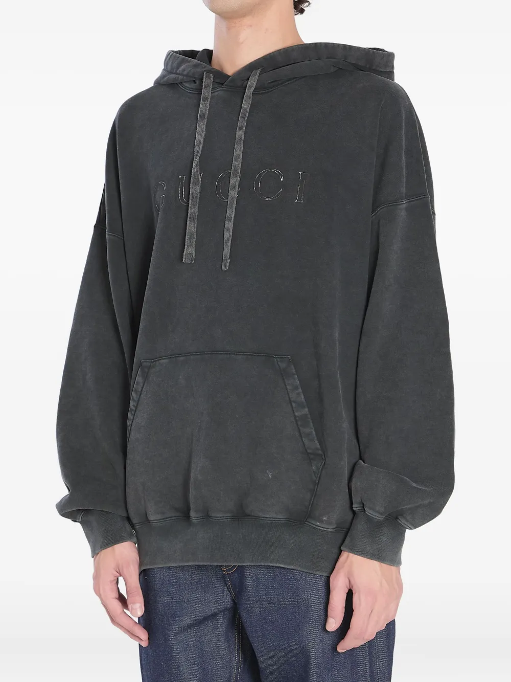 Gucci logo-embroidered hoodie Grijs