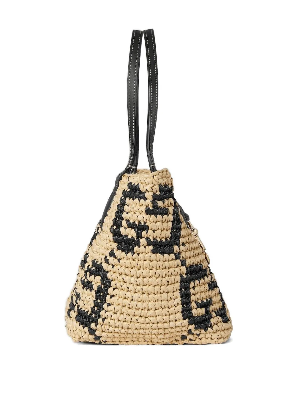 Gucci Kleine raffia shopper met GG-patroon Beige