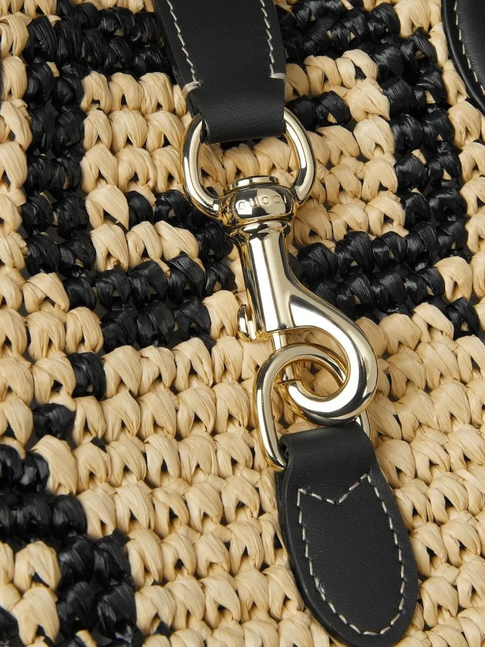 Gucci Kleine raffia shopper met GG-patroon Beige