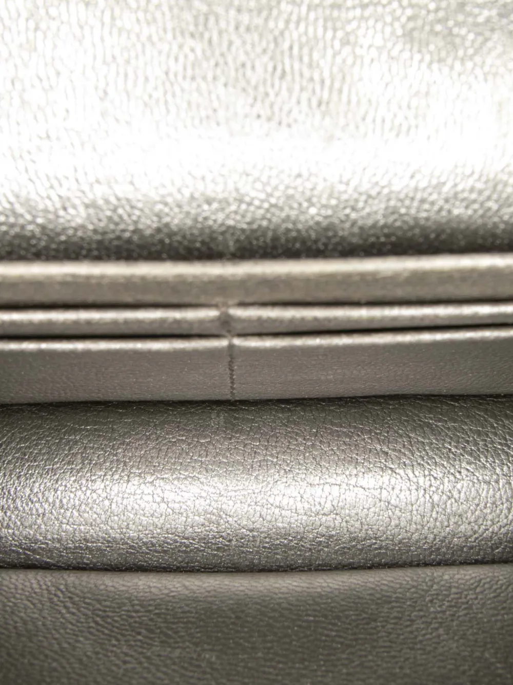 Pre-owned Miu Miu 2010-2025 Metallic Leather Crystal Studs Wallet On Chain Crossbody Bag In Silver