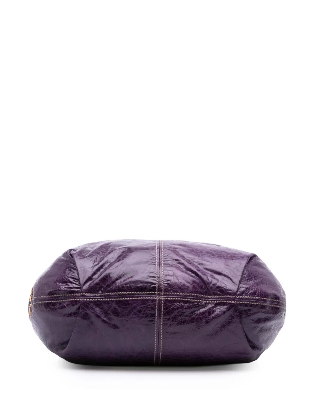 Pre-owned Miu Miu 2010 Distressed Leather Vitello Shine Hobo Satchel In Purple
