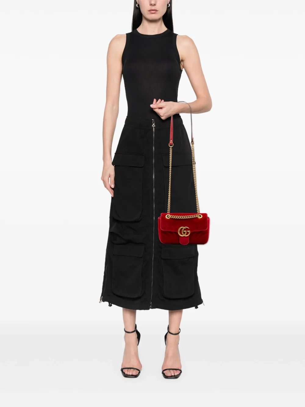 Gucci Pre-Owned 2016-2025 Mini GG Marmont Matelasse Velvet Flap crossbody bag | Pre-Owned | Image 2