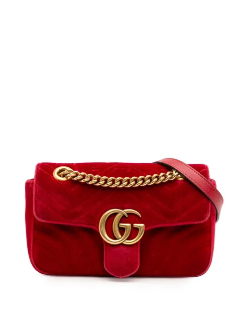 Gucci Pre-Owned 2016-2025 Mini GG Marmont Matelasse Velvet Flap crossbody bag