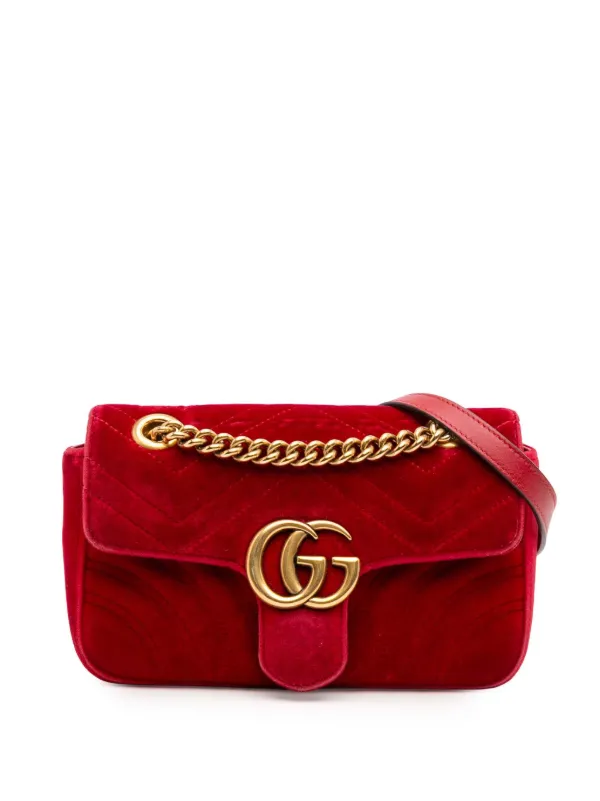 Gucci Pre-Owned 2016-2025 ミニ GGマーモント マトラッセ ベルベット 