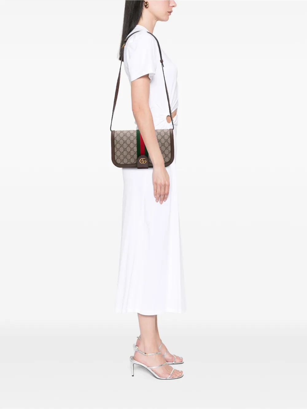 Gucci Pre-Owned 2016-2025 GG Supreme Web Ophidia Flap crossbody bag | Pre-Owned | Image 2